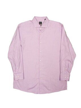 Hugo Boss Dress Shirt Lilac Twill Cotton Stretch Long Sleeve Sharp Fit 17 XL